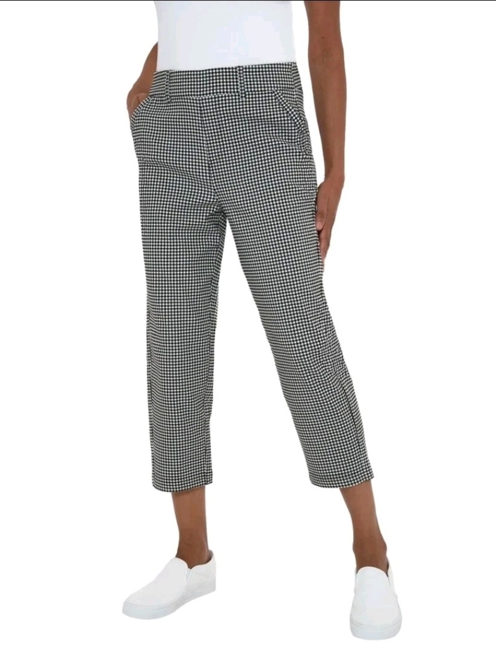 Mario Serrani Black & White Gingham Cropped Pants Medium